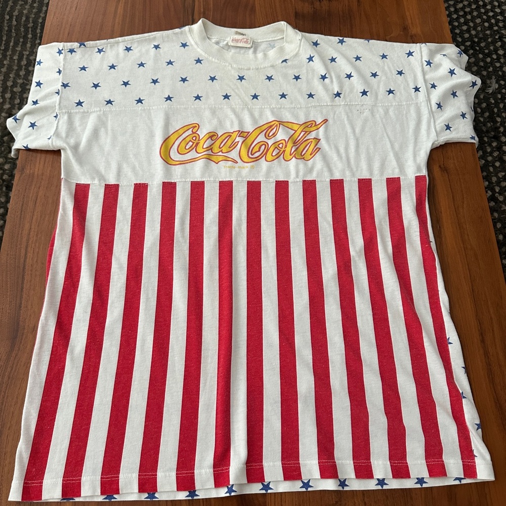Coca-Cola Patriotic Red White and Blue Stripes and Stars Shirt